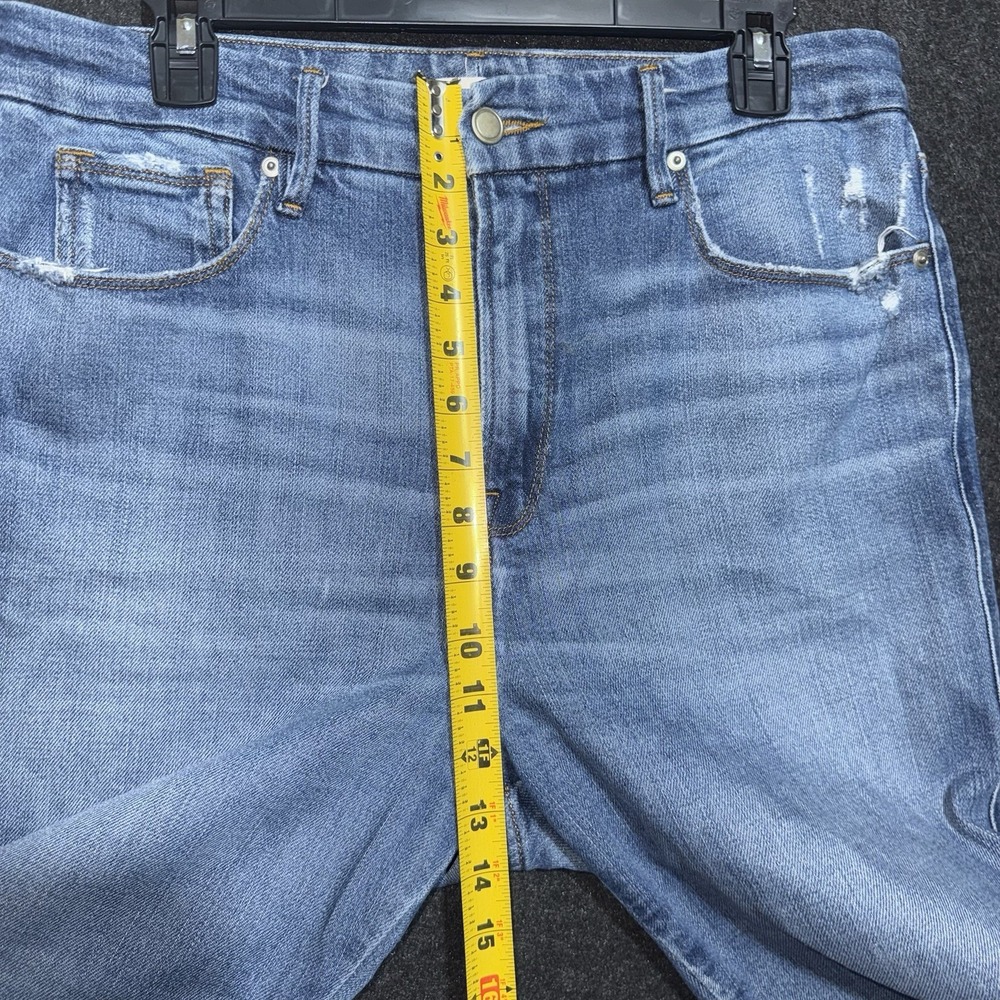 Good American Distressed Hem Good Curve Straight Blue Jeans Women's Size 12 - Picture 3 of 7
